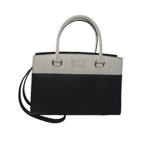 Kate Spade New York White & Black Leather Grove Street Caley Satchel Handbag